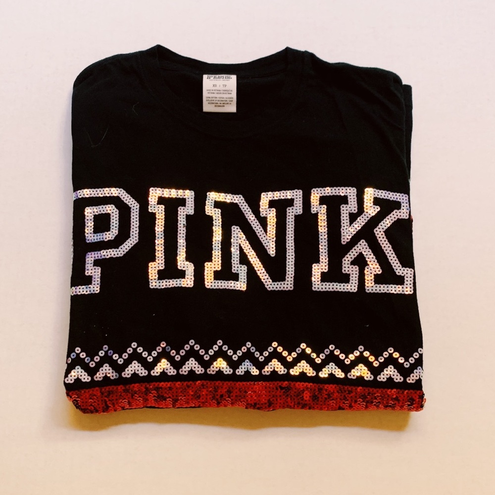 VS PINK long sleeve holiday tee